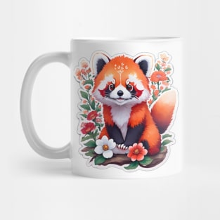 Cute Red Panda With Flowers Mug